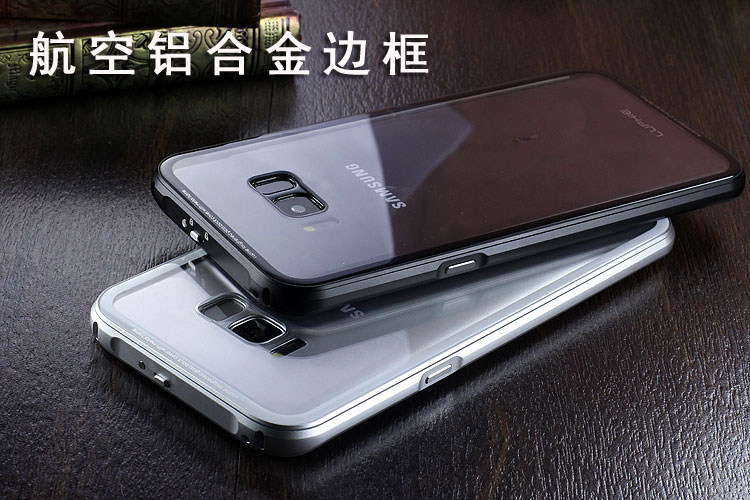 Luphie iGlass Airframe Aluminum Bumper Air Barrier Tempered Glass Back Case Cover for Samsung Galaxy S8 Plus & Galaxy S8
