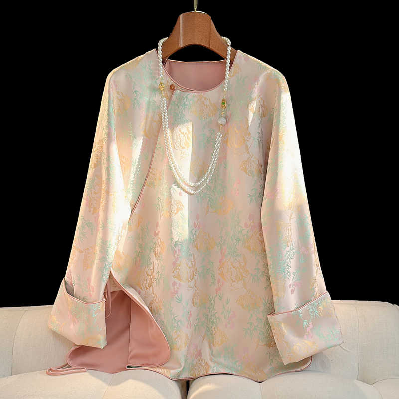 Trendy National Tide Wind Clip Cotton Blouse Jacket Female Original Design Jacquard Brocade Improvement New Chinese Style National Wind Shirt Woman-Taobao