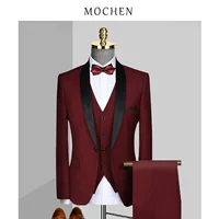 Бордовый комплект, жилет, штаны, 3 предмета