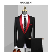 Черный и красный воротник с двумя частями (верхняя часть + брюки)