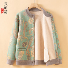 Одежда для дам 采购产品中老年妇女冬装，奶奶的衣服，天鹅绒加厚的暖毛衣，开衫衣服，妈妈的衣服，秋冬