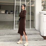 Phụ nữ lạnh lùng mùa thu 2018 mới theo phong cách retro thời trang retro của Hong Kong, áo trùm đầu dài qua đầu gối
