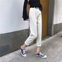 Han Fan Minimalism solid color Straight quần thường thời trang cổ điển lỏng cotton hoang dã giặt quần jean nữ thủy triều thời trang công sở nữ cao cấp
