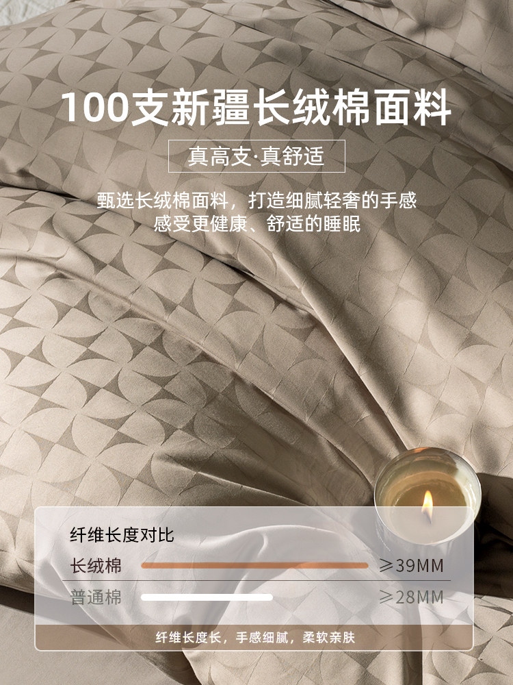 100S Long-Staple Cotton Washed Jacquard High-Count Pure Cotton 2024 New Bed Four-Piece Set Pure Cotton Four-Season Universal Accessible Luxury