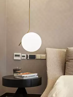 Nordic dining room chandelier bar lamp creative personality simple bedroom bedside glass ball chandelier single head decorative lamp