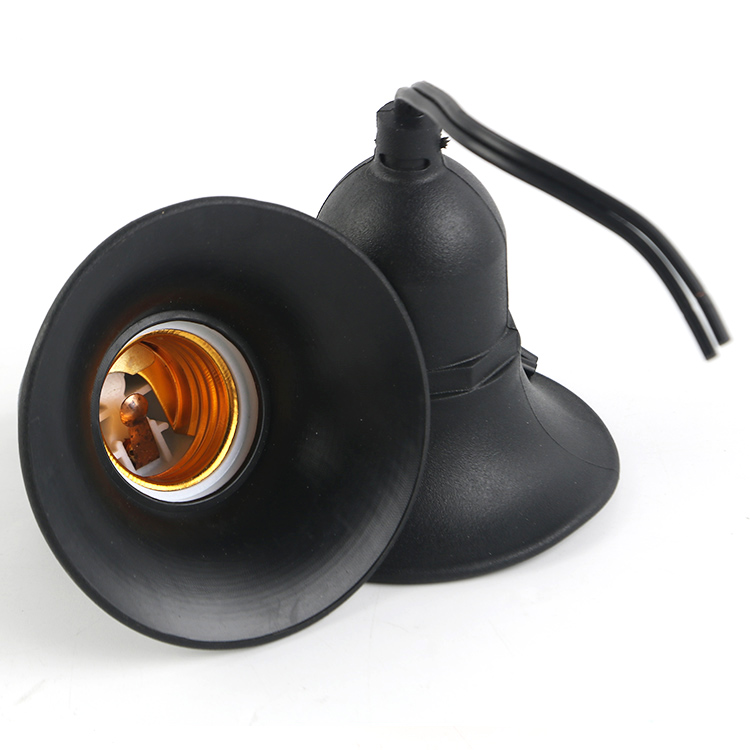 Screw mouth E27 spiral pipe socket with wire waterproof lamp head outdoor breeding lamp holder e27 lamp holder suspension