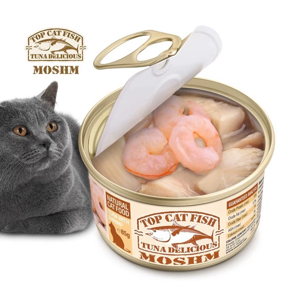 Nguyên hộp nhập khẩu Thái Lan MOSHM Mai Shijin chai đóng hộp cho mèo đồ ăn nhẹ cho mèo thức ăn ướt 85g * 4 lon - Đồ ăn nhẹ cho mèo