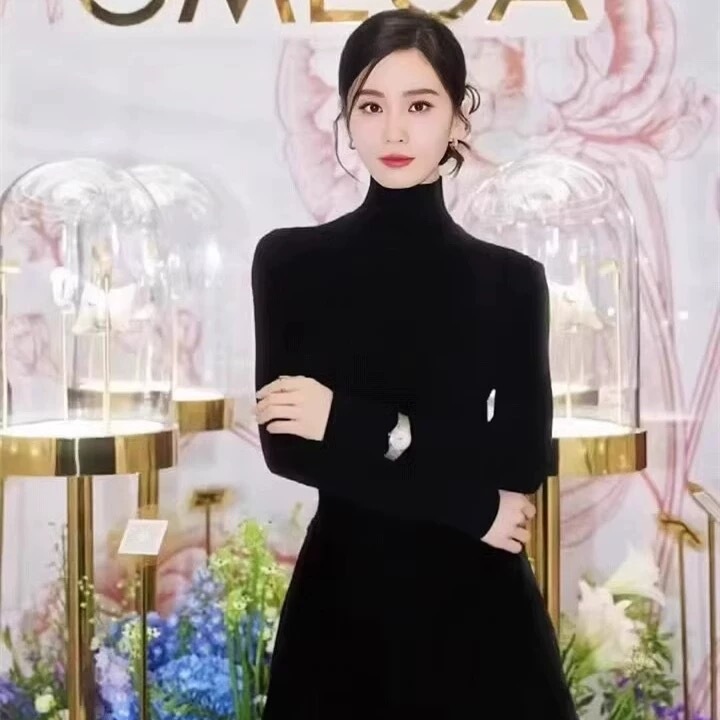 First-Line Ready-To-Wear 100% Pure Color Cashmere Sweater for Women, Half-High Collar, Slim Fit, Stylish Wool Base Layer, Thick Sweater, Black First-Line Ready-To-Wear 100% Pure Color Cashmere Sweater for Women, Half-High Collar, Slim Fit, Stylish Wool Base Layer, Thick Sweater, Black