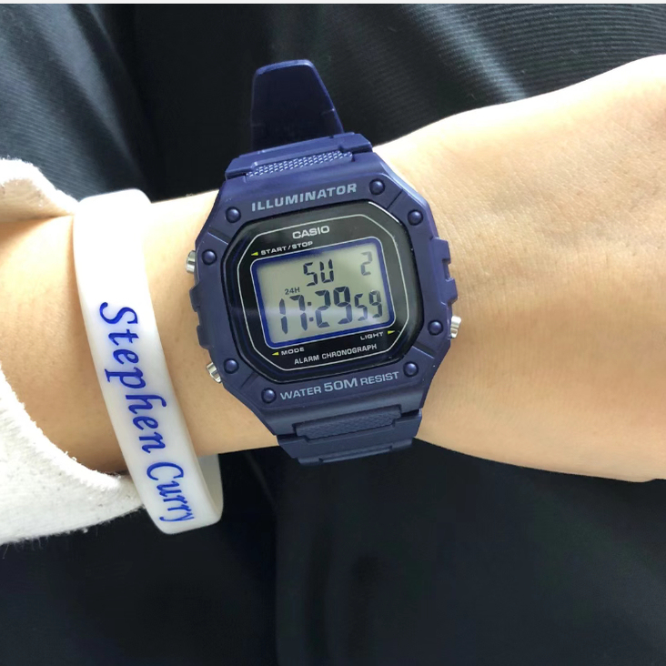 Casio Youth Resin Strap Retro Sports Small Square Digital Display W-218H-2A