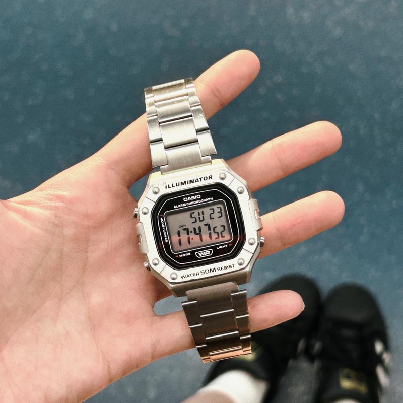 Casio/Casio Stainless Steel Strap Small Square Retro Business Versatile Quartz Watch W-218Hd-1A Casio/Casio Stainless Steel Strap Small Square Retro Business Versatile Quartz Watch W-218Hd-1A