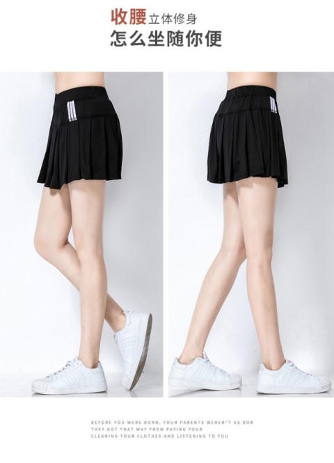 Váy tennis trắng váy cầu lông quần lửng nữ xếp li váy chống ánh sáng thể thao váy váy thể dục - Trang phục thể thao quần short tập gym nữ 2 lớp