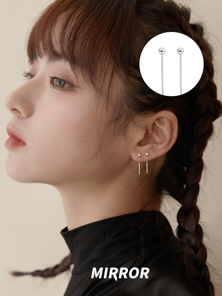 Little elk man 925 sterling silver ear needle bean woman simple small cold wind earrings Korean temperament net red earrings trend