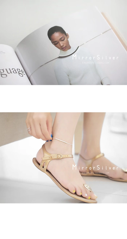 S925 sterling bạc nữ trang Hàn Quốc văn học tinh tế mô hình ống bạc tốt tươi đơn giản hoang dã thanh vuông hình học vòng chân nữ