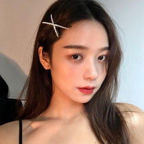 Sweet simple full diamond cross hairpin bangs clip edge clip Temperament clip headdress girl hair accessories Back of the head hair card