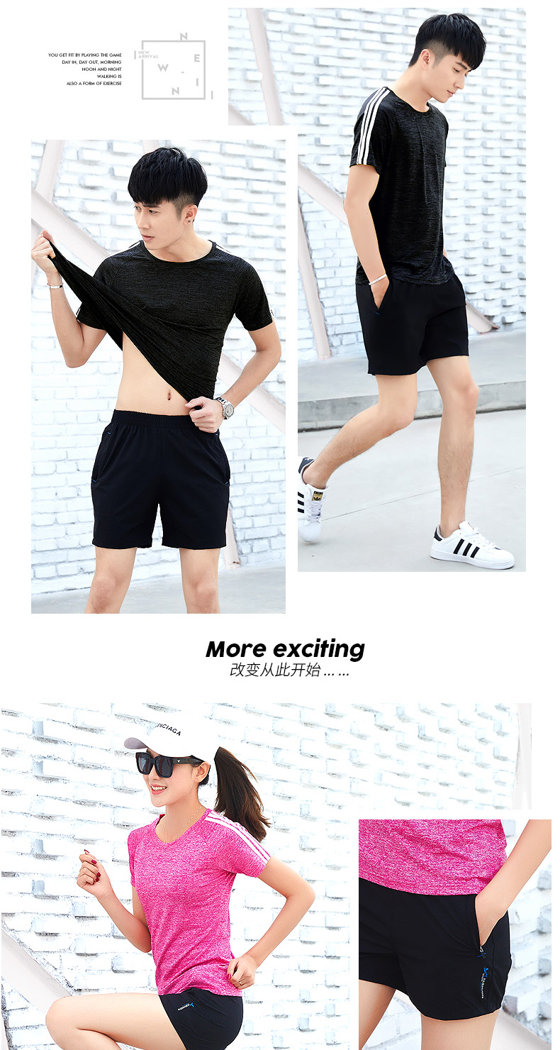 Bộ đồ thể thao nam buổi sáng mùa hè chạy bộ đồ thể thao quần short nữ ngắn tay năm điểm ngắn đôi thể dục hai mảnh - Thể thao sau bộ nỉ adidas