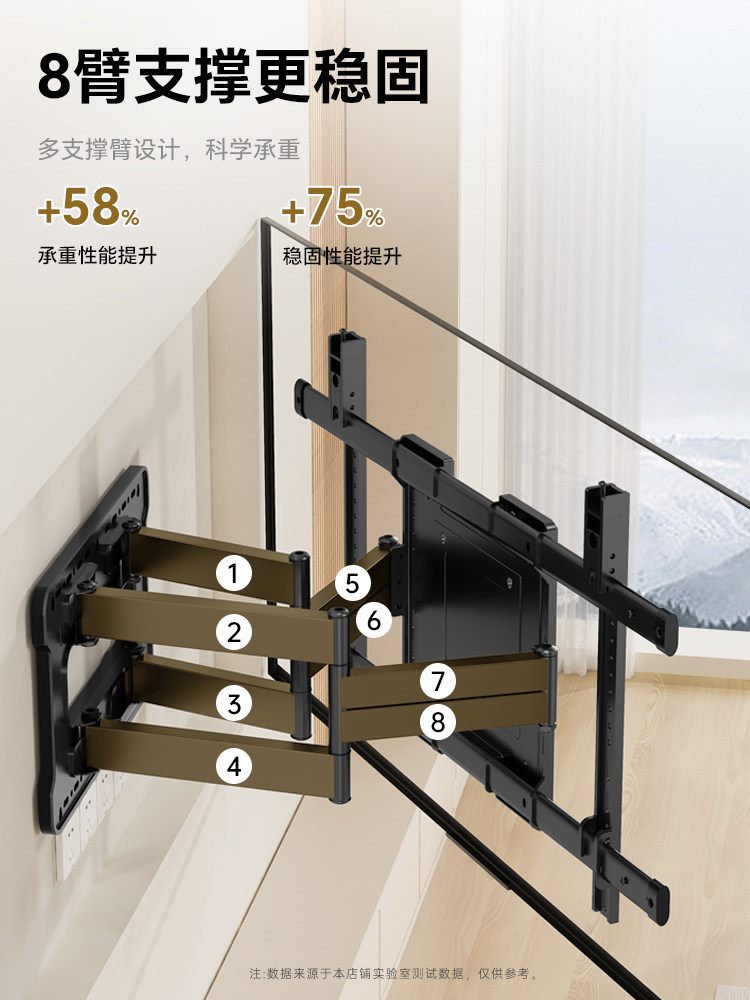 Ultra-Thin Tv Retractable Mount Folding Wall Bracket Built-In Suitable for Sony, Hisense, Skyworth, Etc. 758598inch