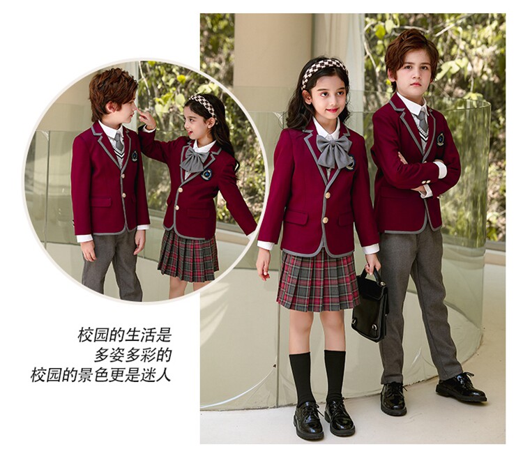 Форма для школьников и студентов для детского сада, детский бордовый комплект, в британском стиле, стиль, 3 предмета 