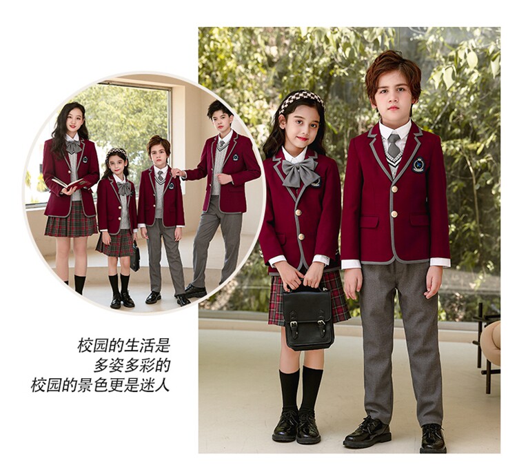Форма для школьников и студентов для детского сада, детский бордовый комплект, в британском стиле, стиль, 3 предмета 