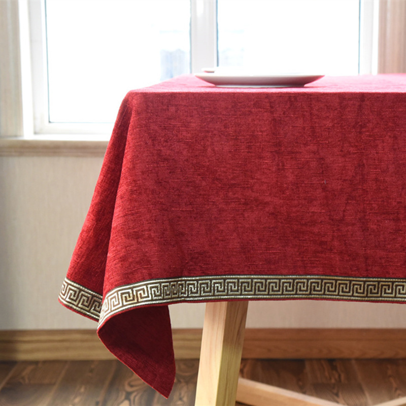 New Chinese red tablecloth custom simple European coffee table round tablecloth American rectangular home wedding