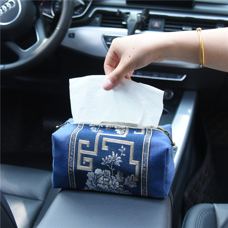 Chinese-style car car car tissue box set Car toilet paper box armrest box can be fixed to the back of the chair
