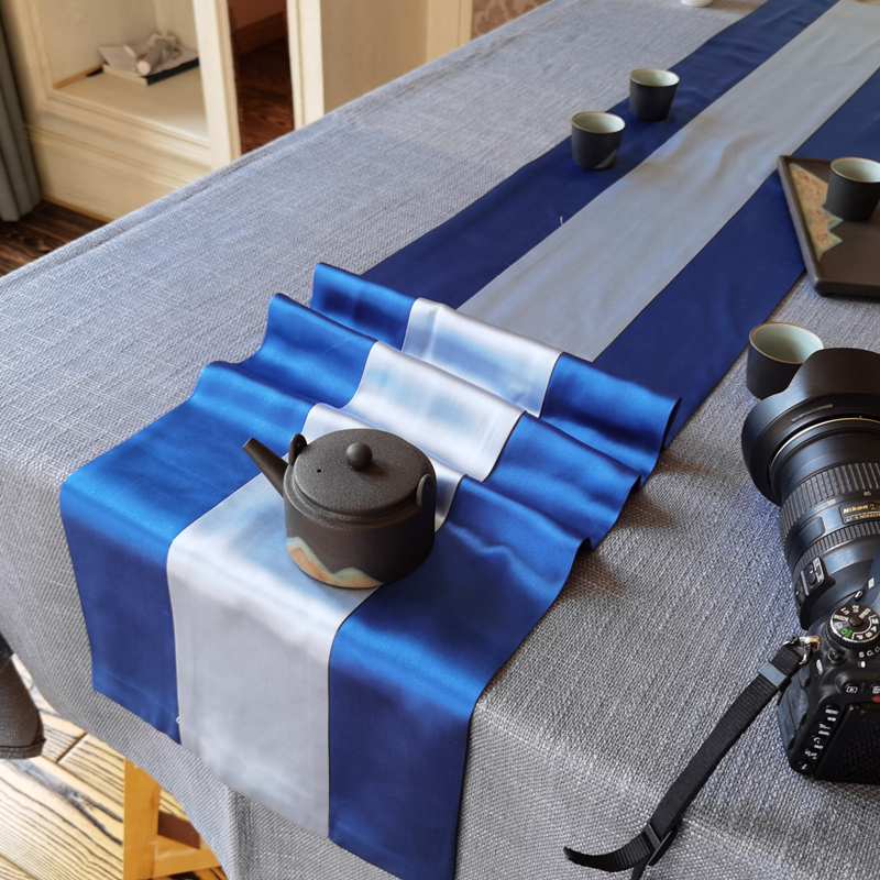 Tribute brocade table flag new Chinese mahogany tablecloth tea table tablecloth tea mat art high-grade replete classical strip