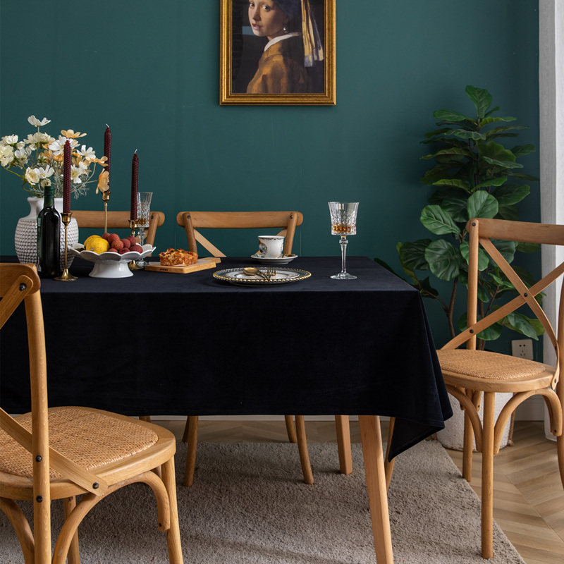 Pure black gold velvet face table cloth set for exhibition big meeting table cloth art background cloth table cloth table cloth rectangle