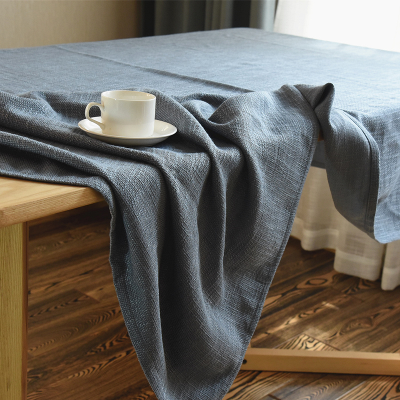 Blue coarse hemp table cloth cotton linen Nordic Wind modern minimalist Conference Table Buding