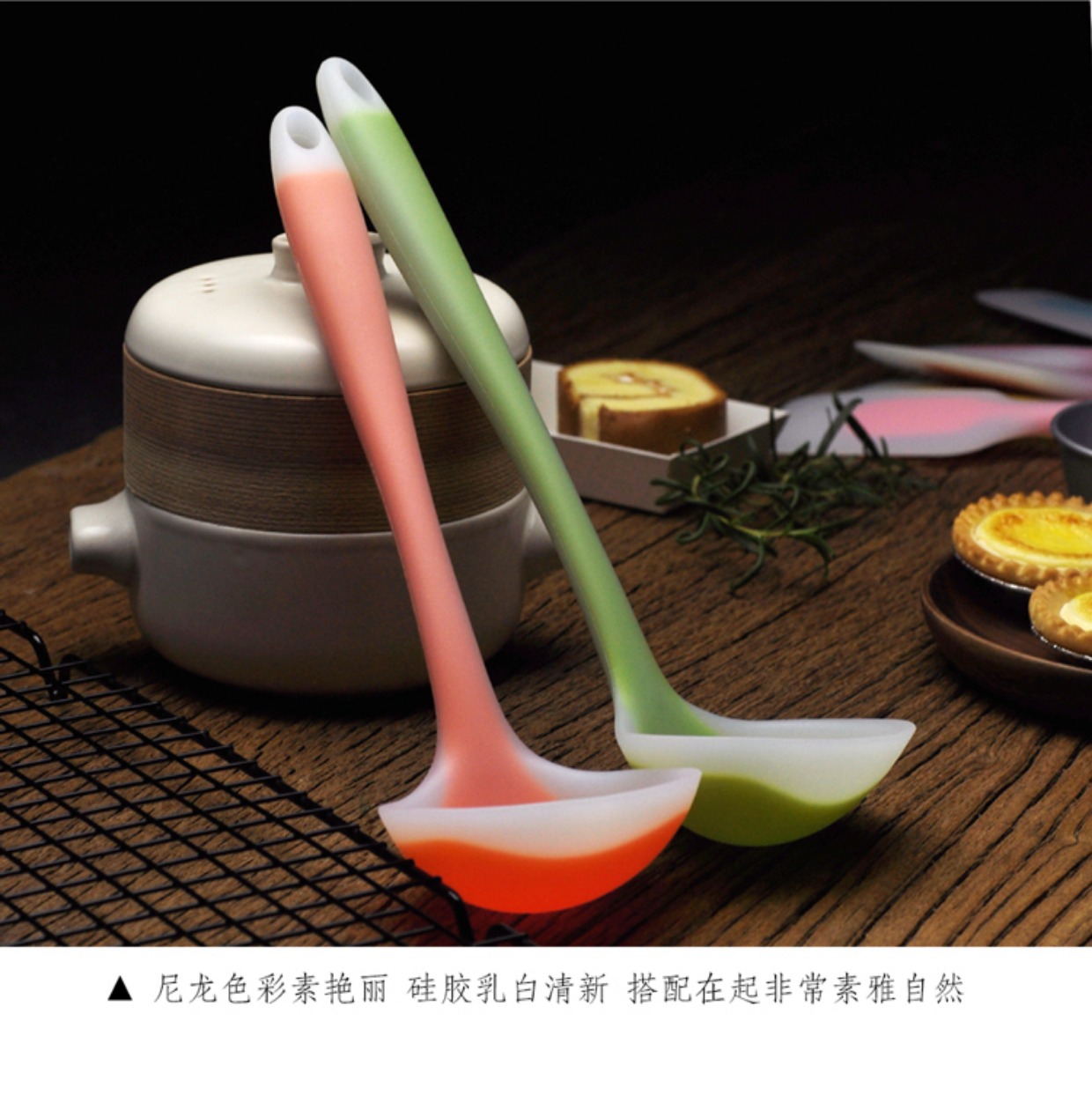 Xi Shi silicone súp muỗng chống dính đặc biệt chống nóng cháo chống cháo muỗng súp súp tiếp xúc với silicone muỗng chao gang