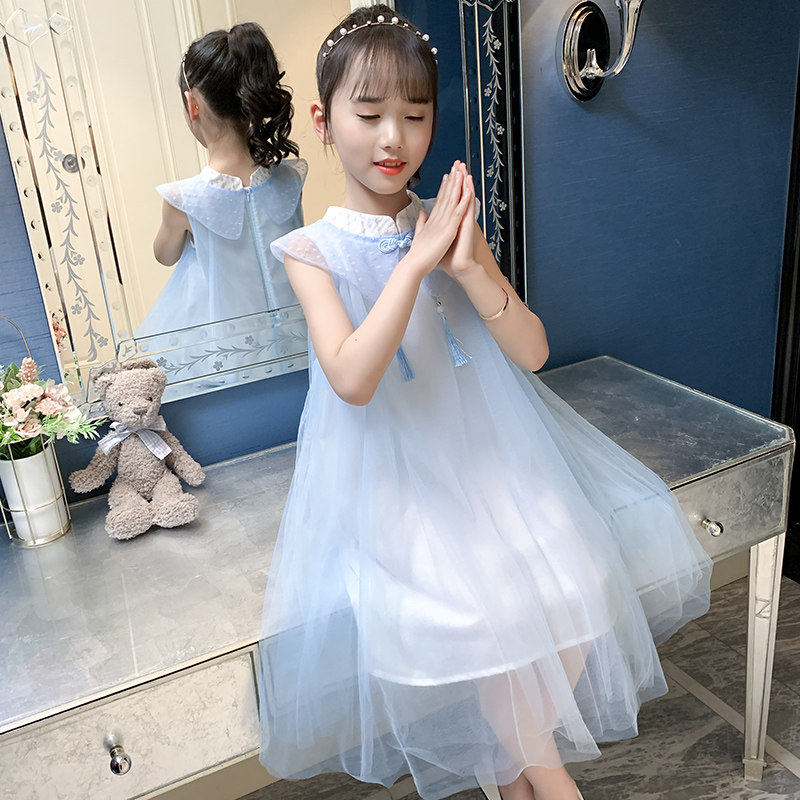 Girl Ocean Dress Summer Dress 2022 New Children Suit Little Girl Summer Dresses Foreign Hanfu Princess Dresses Princess Dresses