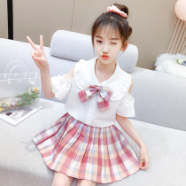 Girl Suit Summer Dress 2022 New Ocean Gas Children Clothing Online Red CUHK Childrens College Funnary Dress Girl Two Sets