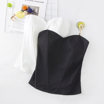 Wrapped breast women wear trampoline strapless strapless inner strap with chest pad Net red tunic coat wedding dress