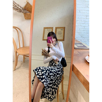 Half-body dress with long style female summer 2020 new high waist a character dress with small daisy crumblea black Herbenwind dress