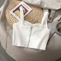 Beauty back harness vest female inner lap outside wearing sexy zip design sensation small crowdbeating bottom short trowel blouse blouse