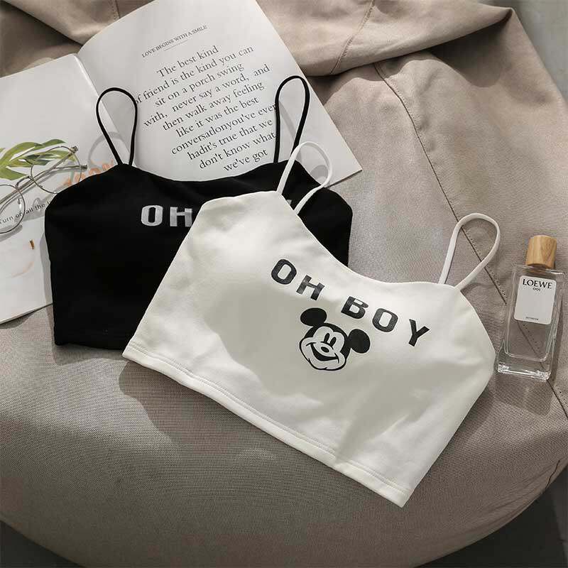 Fan-style printed harness elastic band with chest cushion vest female inner hitch back outside wearing shade and sweet and spicy letters blouses summer