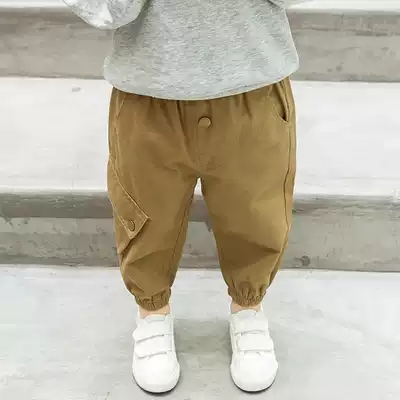 2021 new boys casual pants spring and autumn loose trousers children's overalls Korean version of foreign style baby corset pants