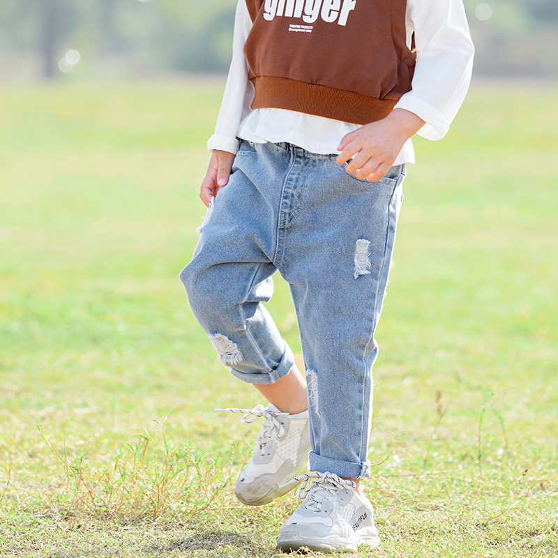 Boy Chun-style jeans baby break-in pants 2020 New children's foreign Jeans Long Pants Kids Spring Clothes