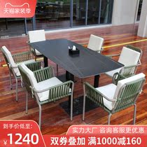  Courtyard rattan chair Open-air garden cafe leisure table and chair Outdoor balcony dining chair Modern simple household chair