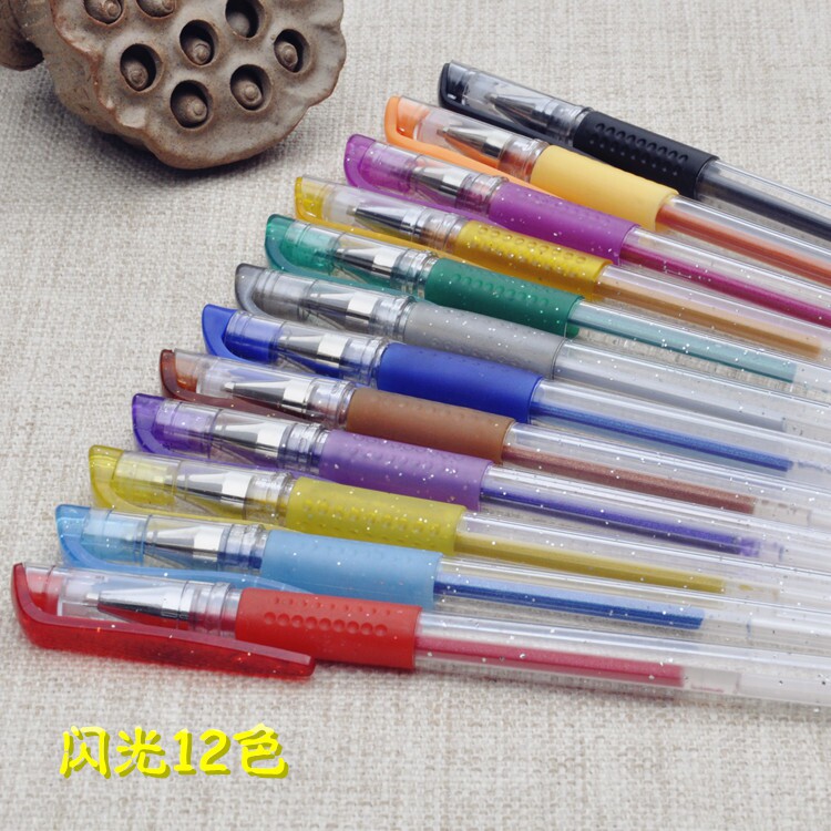 New recommended export color gel pen 12-color combination flash refill color graffiti painting shiny and beautiful