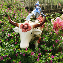 Blue Pinepeach Blossom Bull Swing Piece Office Decoration Handicraft Magpie Leap Heads Zodiac Zodiac Decoration Joe Relocation New Residence Gift