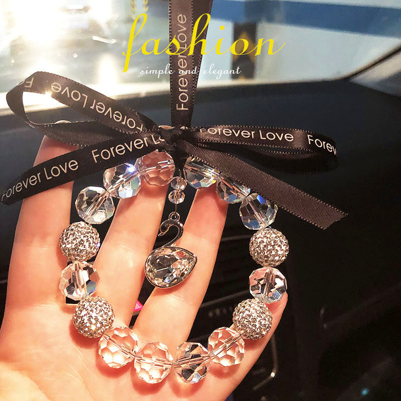 Car pendant Crystal Swan rhinestone rearview mirror pendant Net red ins high-end cute car accessories