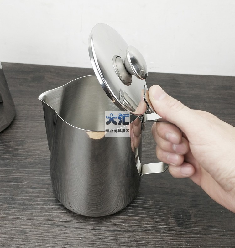 Có nắp đậy, cốc kéo sắc nét, nồi hoa cà phê inox 304 dày, máy pha cà phê, ly sữa bọt phù hợp phin cà phê