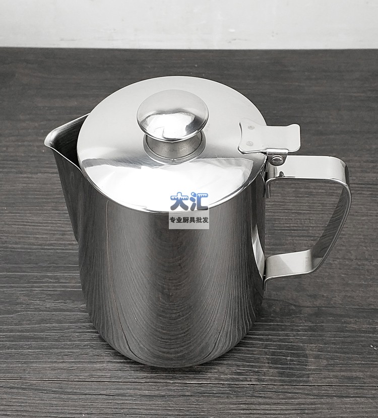 Có nắp đậy, cốc kéo sắc nét, nồi hoa cà phê inox 304 dày, máy pha cà phê, ly sữa bọt phù hợp phin cà phê