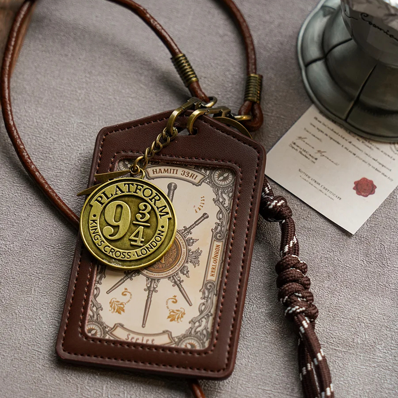 Magic Harry Keychain Pendant Lanyard Leather Card Holder Gift Couple High-End Vertical Bag Charm