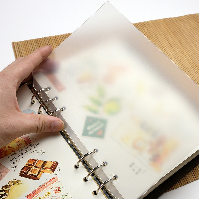 Handbook binder A5A6A7 transparent frosted protection board 6-hole notebook inner page baffle paging divider