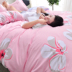 Bông denim giường bông vải quilt ba mảnh chăn 1.8m nhỏ gọn mạng Bắc Âu giường mùa đông màu đỏ - Bộ đồ giường bốn mảnh chăn ga gối đệm hanvico giảm giá Bộ đồ giường bốn mảnh