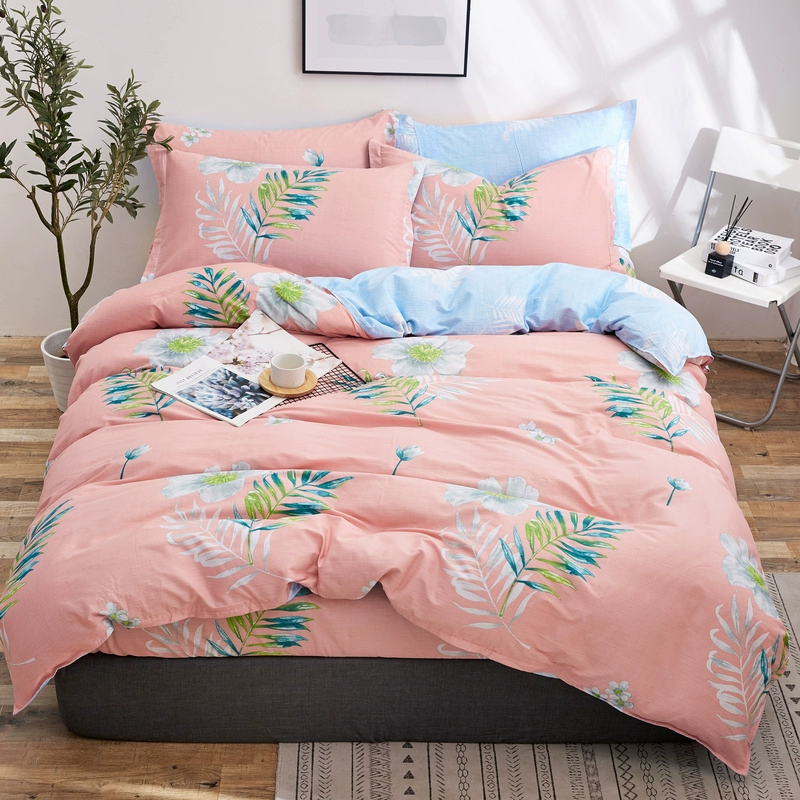 Bông denim giường bông vải quilt ba mảnh chăn 1.8m nhỏ gọn mạng Bắc Âu giường mùa đông màu đỏ - Bộ đồ giường bốn mảnh