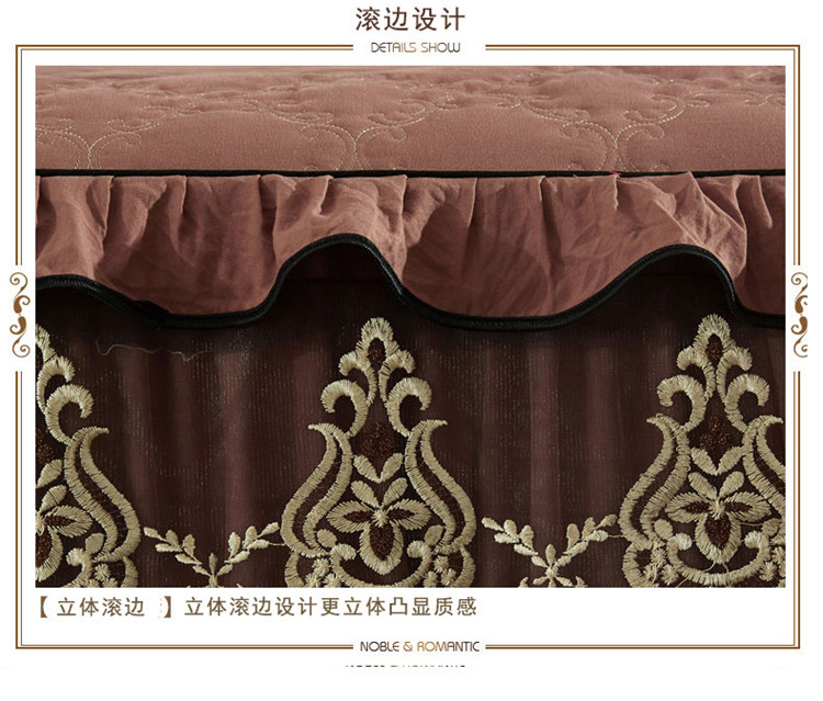 Châu Âu Brushed bông khăn trải giường giường váy trong một mảnh ren dày tấm màn che của Formula 1.8m nhiệt nắp trượt bảo vệ - Váy Petti ga giường viền họa tiết