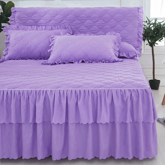 Korean version of Princess Double Layer Lace Padded Thickened Bedskirt Bedspread Anti-slip Single Piece Bed Cover Simmons Mattress Protector