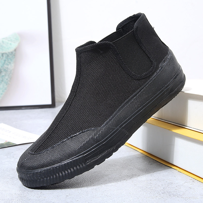 Men's shoes, one-foot liberation shoes, black labor insurance shoes, wear-resistant work shoes, high-top shoes, breathable non-slip site shoes, rubber shoes