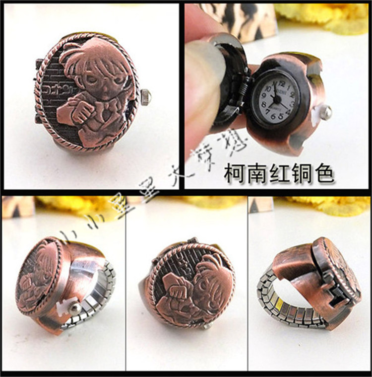 Vintage vòi đồng thau đen đồng đỏ đồng lật vòng đồng hồ cá tính thời trang ngón tay đồng hồ nam - Nhẫn nhẫn vàng 18k nam